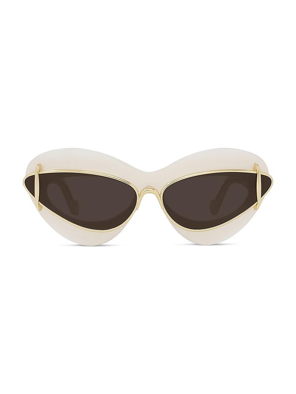 Double Frame Mixed-Media Cat-Eye Sunglasses Product Image