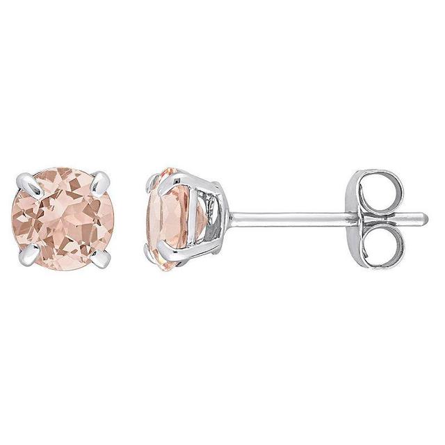 Stella Grace 10K White Gold Morganite Solitaire Stud Earrings, Womens, Pink Product Image