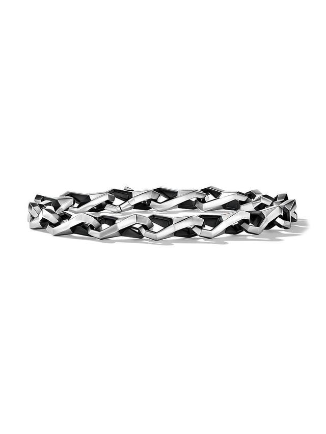 Mens Faceted Link Bracelet In Sterling Silver Product Image