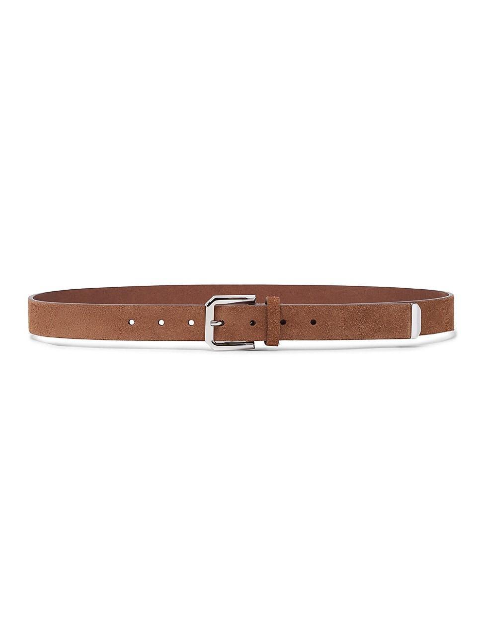 Mens Reversed Leather Belt with Square Buckle and Tip Product Image