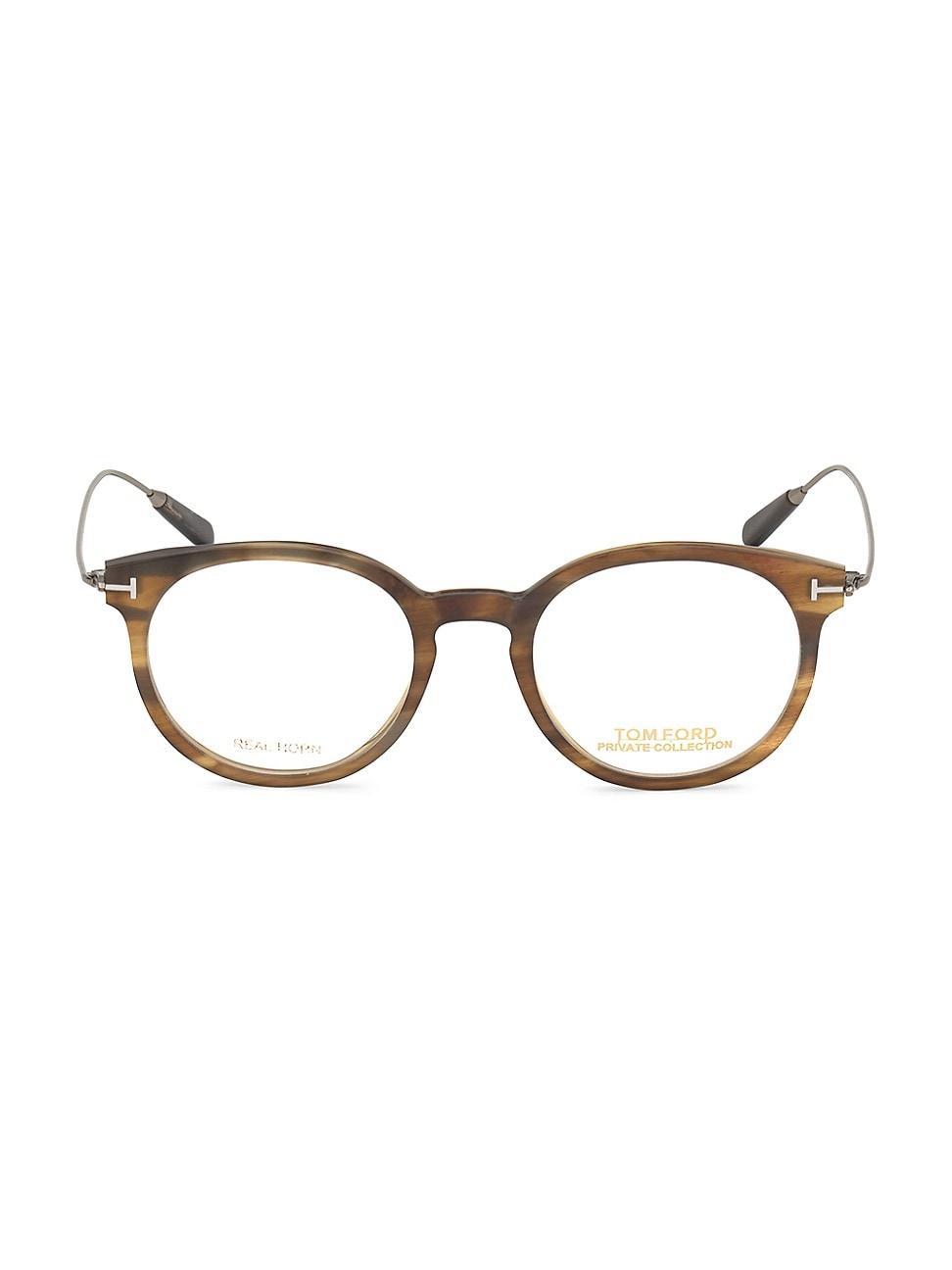 Mens Private 49MM Round Optical Glasses - Brown - Brown Product Image