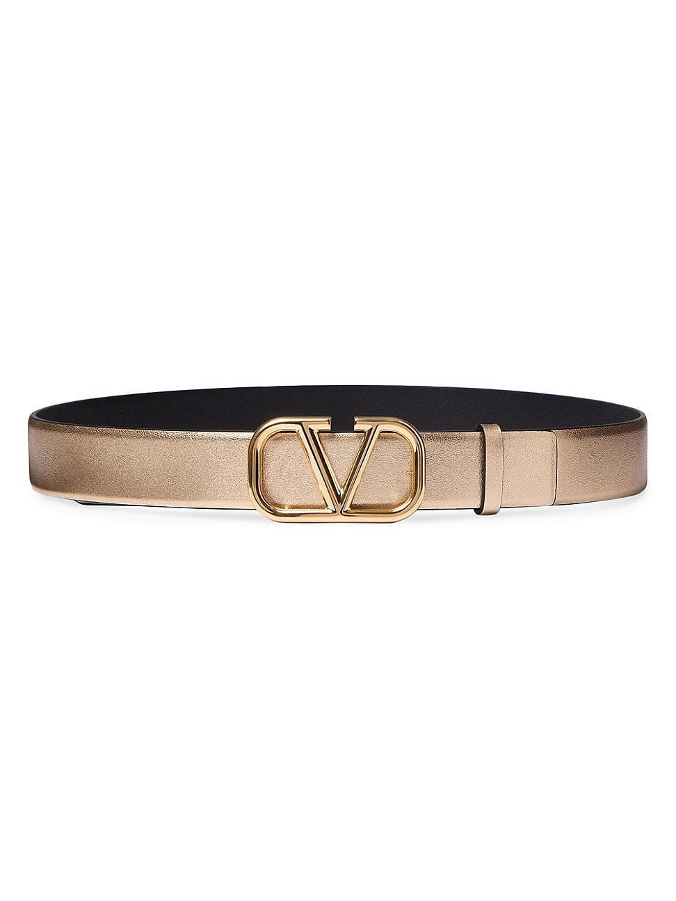 Womens VLogo Signature Reversible Belt in Metallic and Shiny Calfskin 30MM Product Image