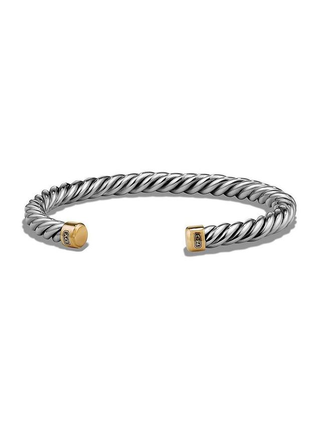 Mens Cable Cuff Bracelet In Sterling Silver With 18K Yellow Gold Product Image