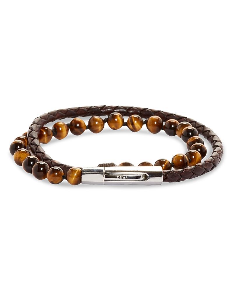 Jonas Studio Hand Knotted Tigers Eye & Leather Bracelet Product Image