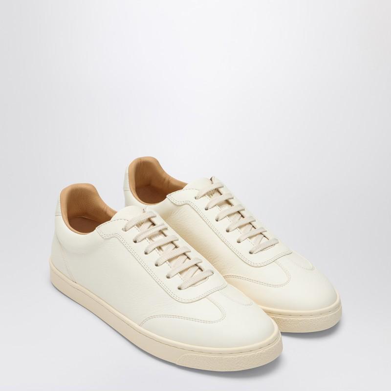 Men's White Leather Low Top Trainer For Ss24 Product Image