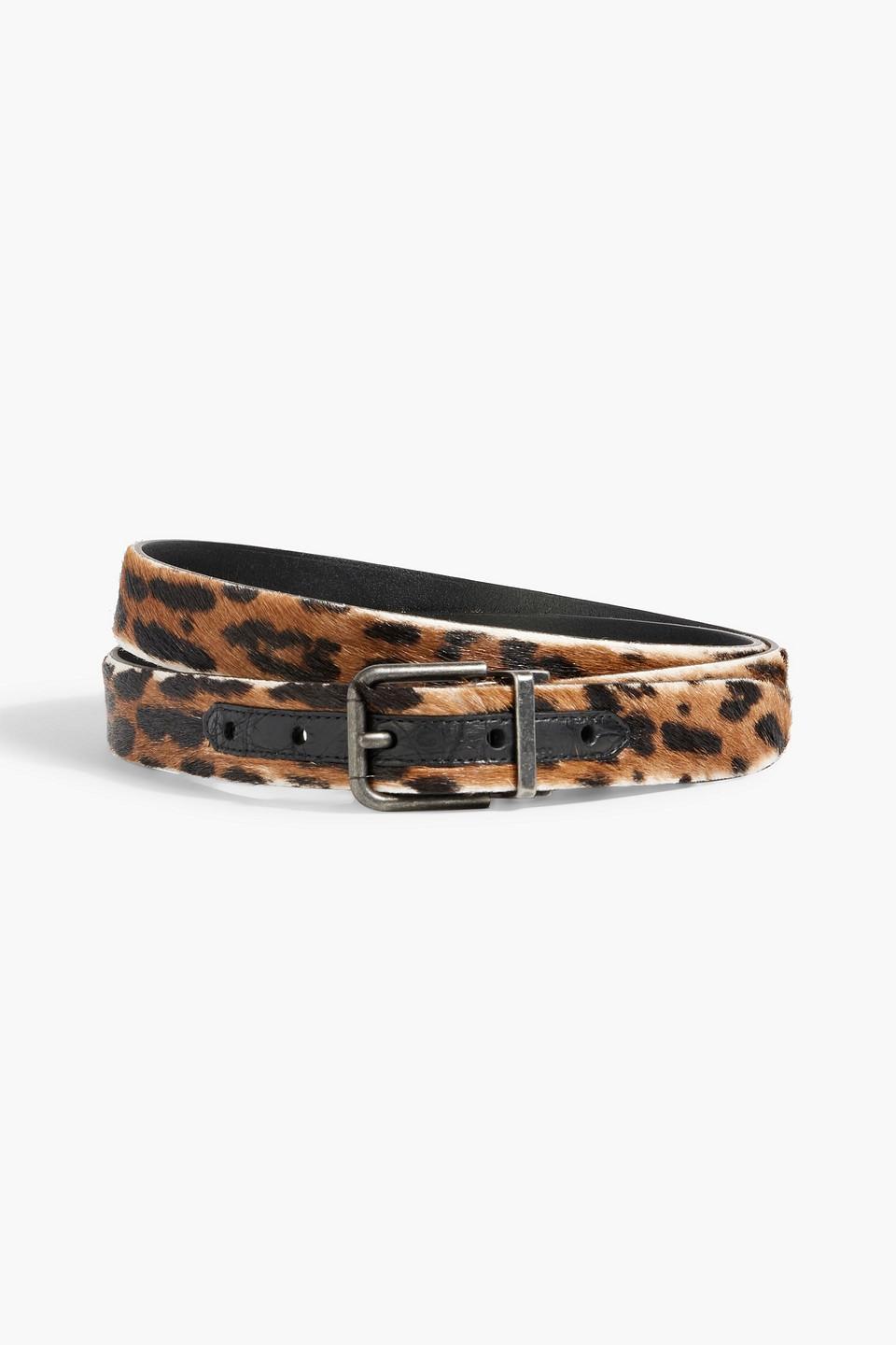 Leopard-print Calf-hair And Leather Belt In Animal Print Product Image