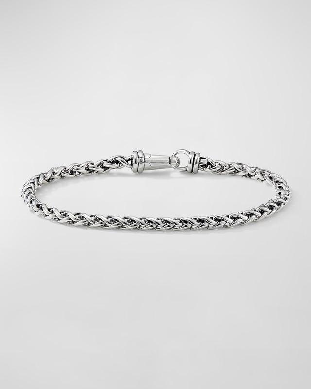 Mens Wheat Chain Bracelet in Silver, 4mm Product Image