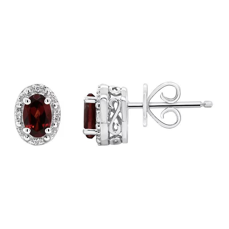 Gemstone and Diamond Accent Stud Earrings in Sterling Silver Product Image