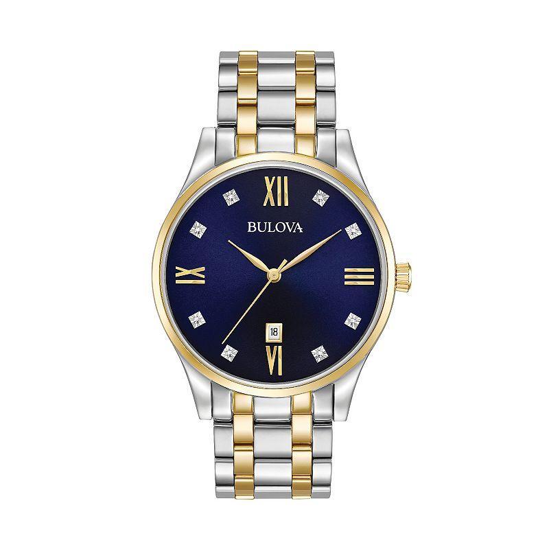 Bulova Mens Classic Diamond Two Tone Stainless Steel Watch - 98D130 Product Image