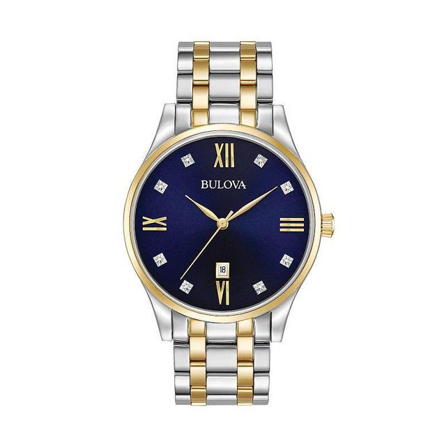 Bulova Mens Classic Diamond Two Tone Stainless Steel Watch - 98D130 Product Image