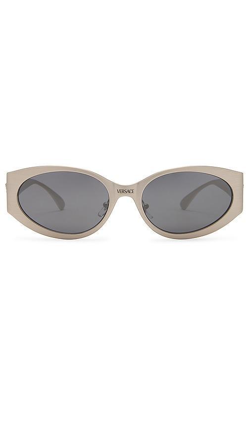 VERSACE Oval Sunglasses Metallic Silver.. Product Image