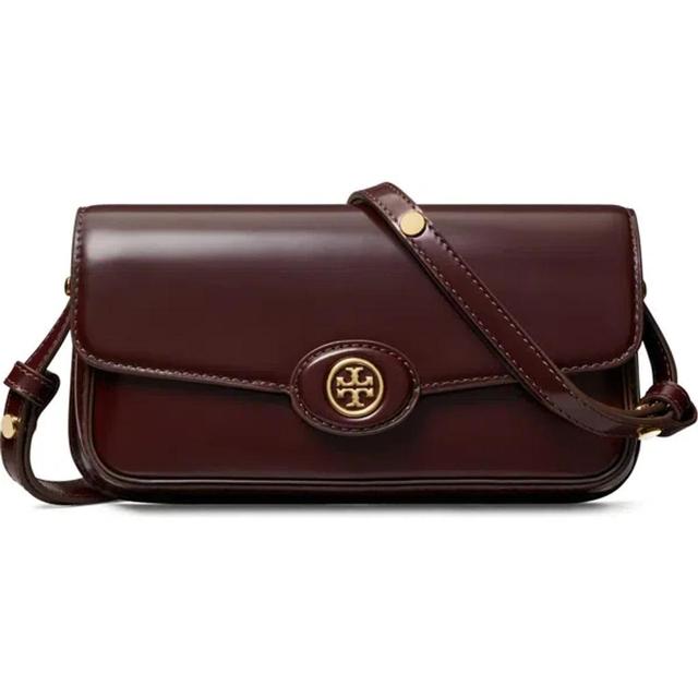 TORY BURCH Robinson Spazzolato Leather Shoulder Bag In Brown Product Image