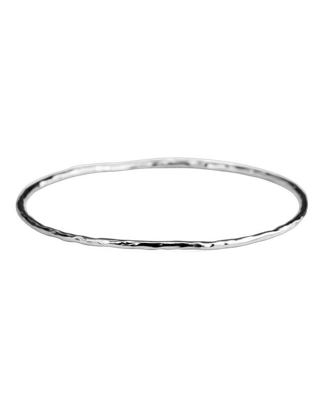 Womens Classico Thin Sterling Silver Hammered Bangle Bracelet Product Image