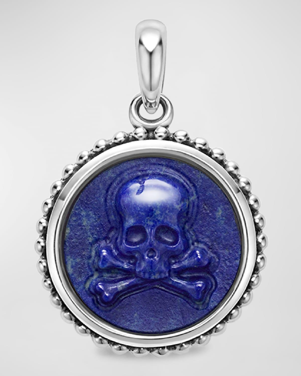 Mens Sterling Silver Anthem Circle Skull Pendant, 20mm Product Image