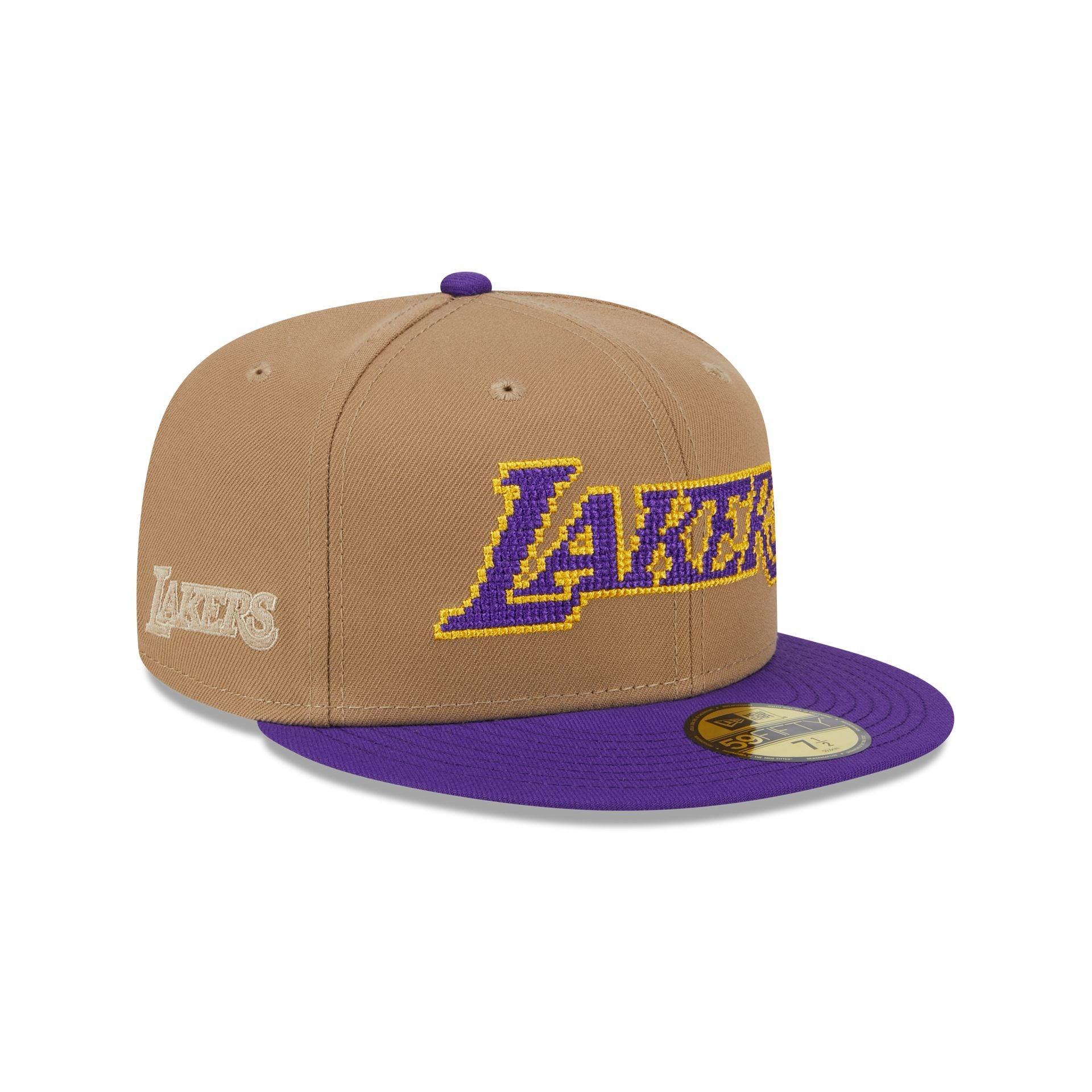 Los Angeles Lakers Classic 8-Bit Wordmark 59FIFTY Fitted Hat Male Product Image