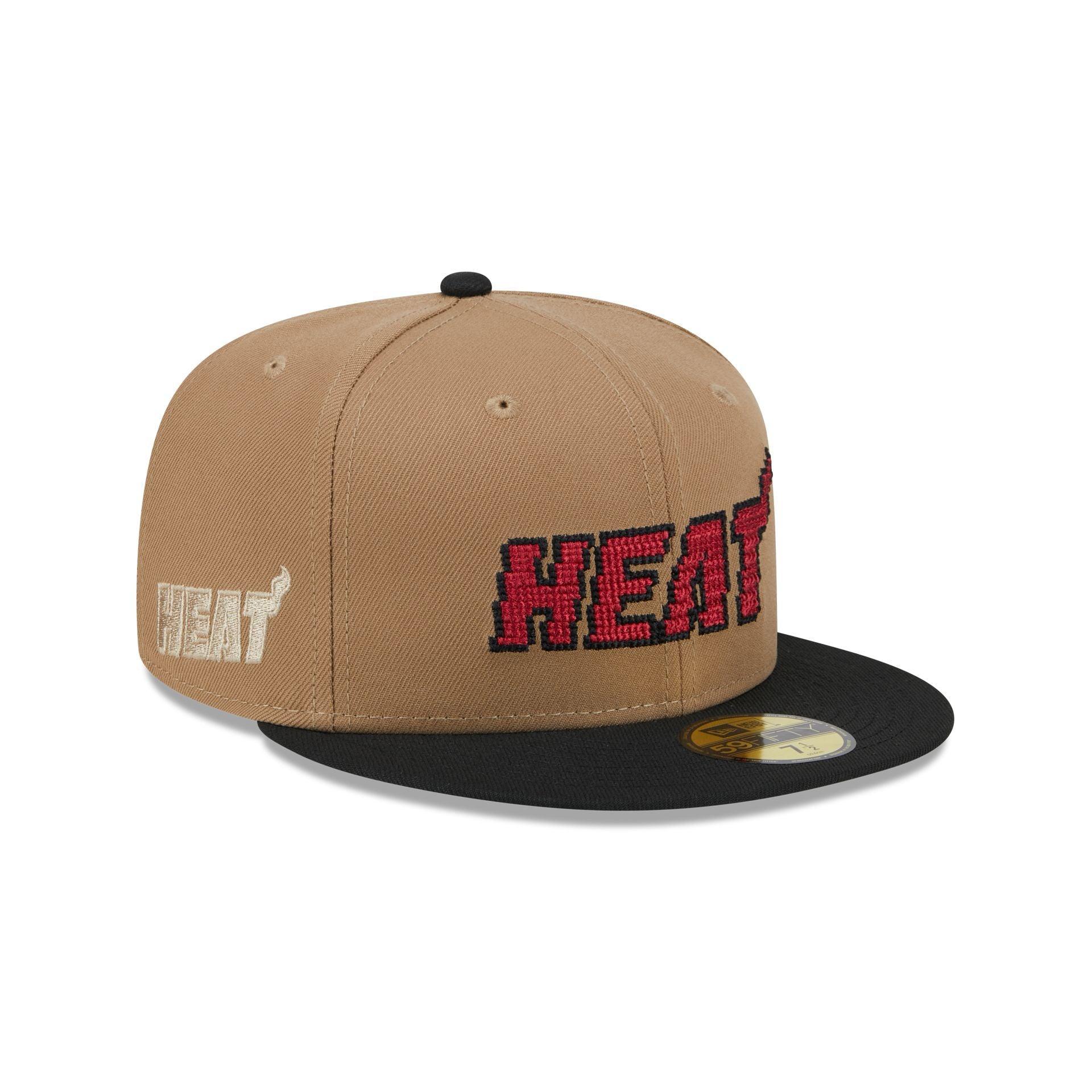 Miami Heat Classic 8-Bit Wordmark 59FIFTY Fitted Hat Male Product Image