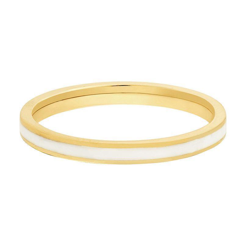 Color Romance 14k Gold 2 mm Enamel Stripe Band Ring, Womens Yellow Product Image