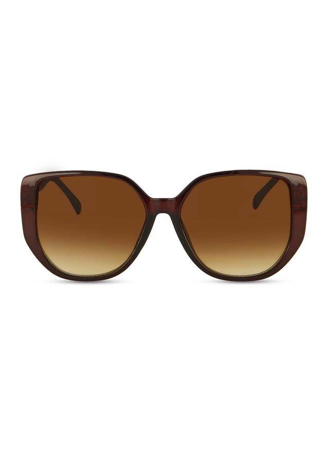 Metallic Temple Detail Thick Frame Sunglasses Female Product Image