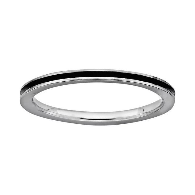 Stacks & Stones Sterling Silver Black Enamel Stack Ring, Womens Product Image