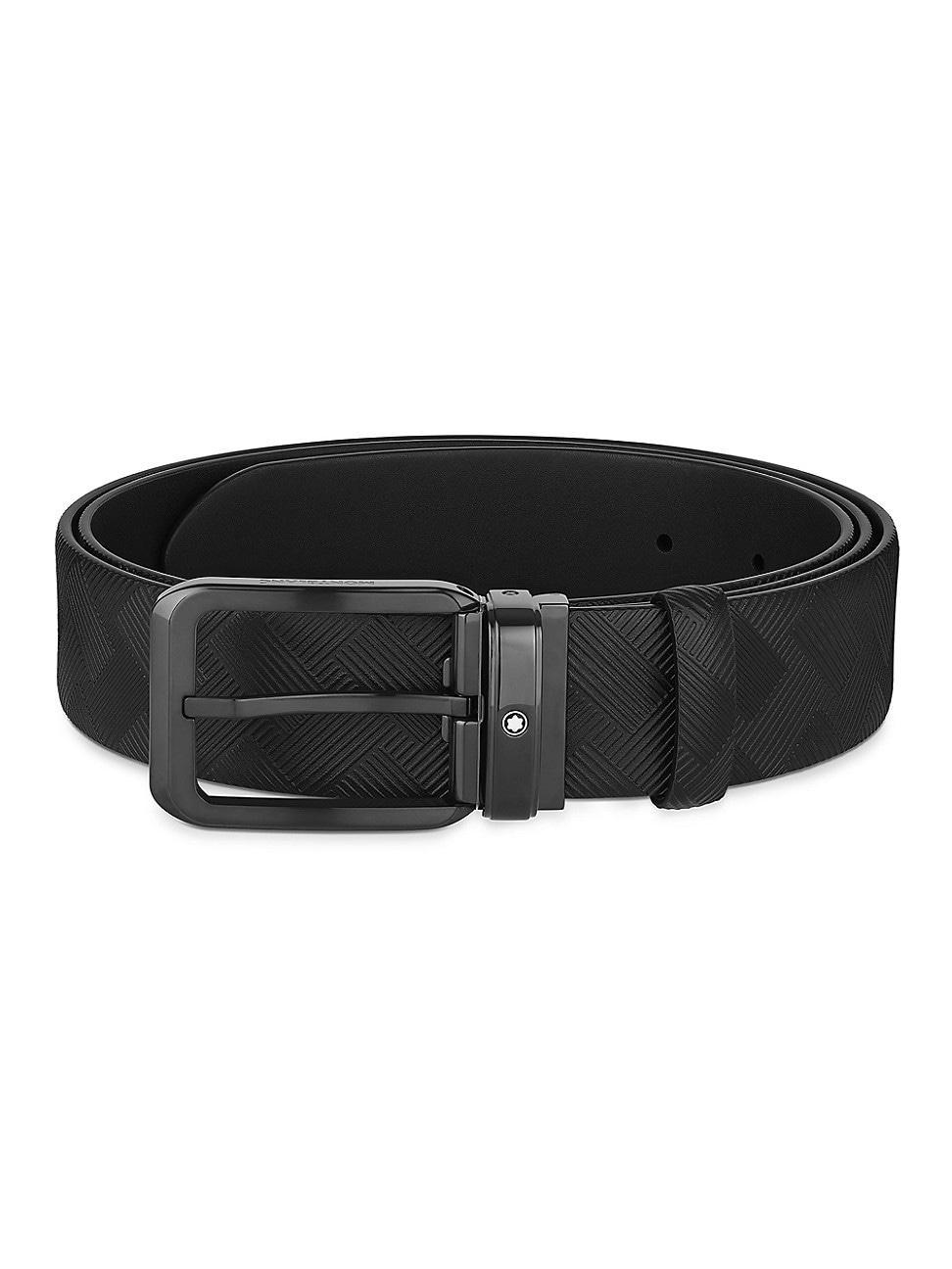 Mens Branded Buckle Leather Reversible Belt Product Image