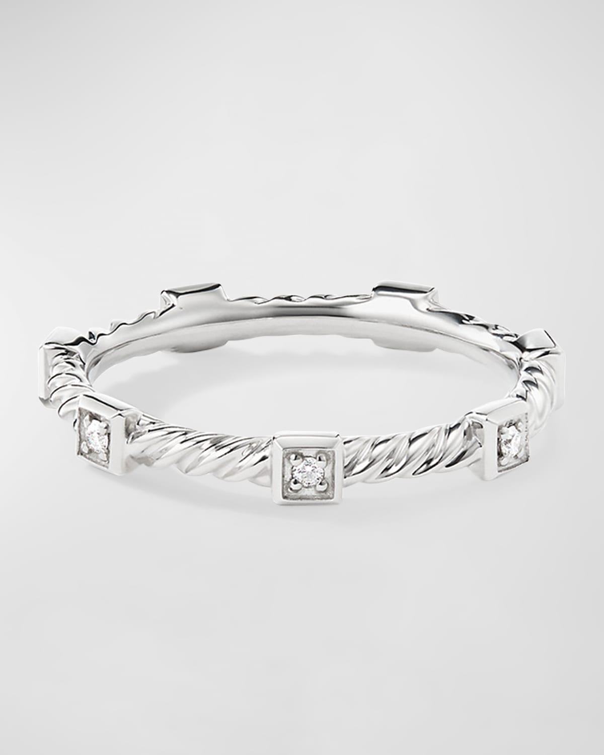 Womens Cable Collectibles 18K White Gold Diamond Stack Band Ring Product Image