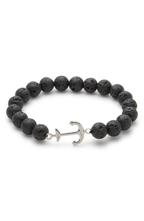 Brook and York Mens Anchor Lava Rock Beaded Bracelet Product Image