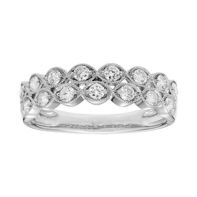 The Regal Collection 14k Gold 1/2 Carat T.W. IGL Certified Diamond Double Row Ring, Womens White Product Image