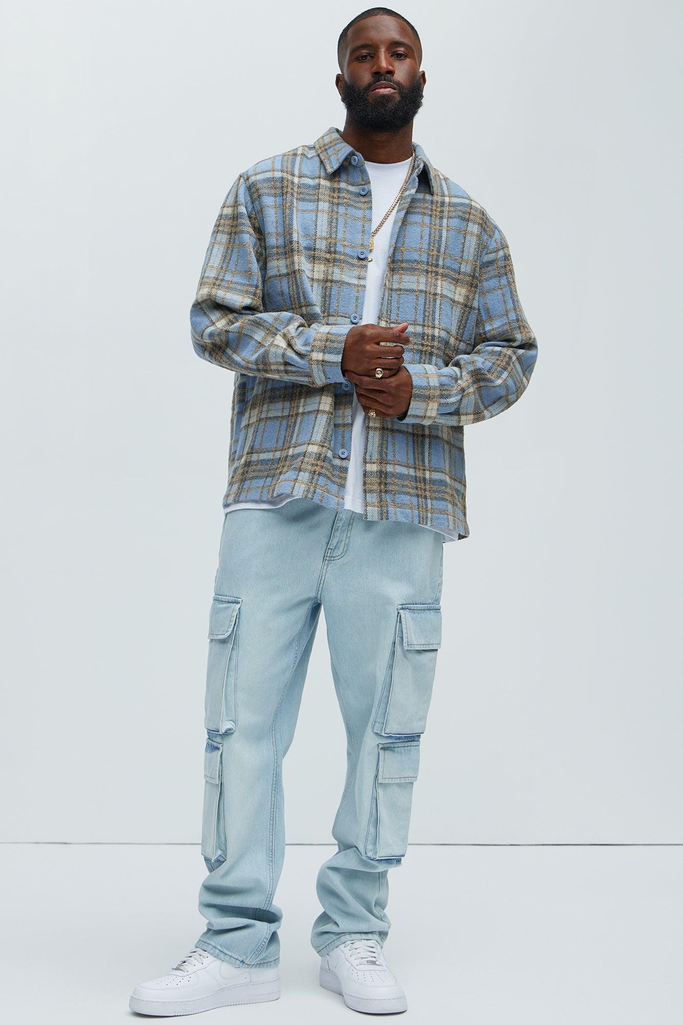 Perry Straight Cargo Jeans - Light Blue Wash Product Image