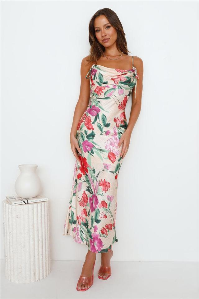 Let Love Bloom Satin Maxi Dress Print Product Image