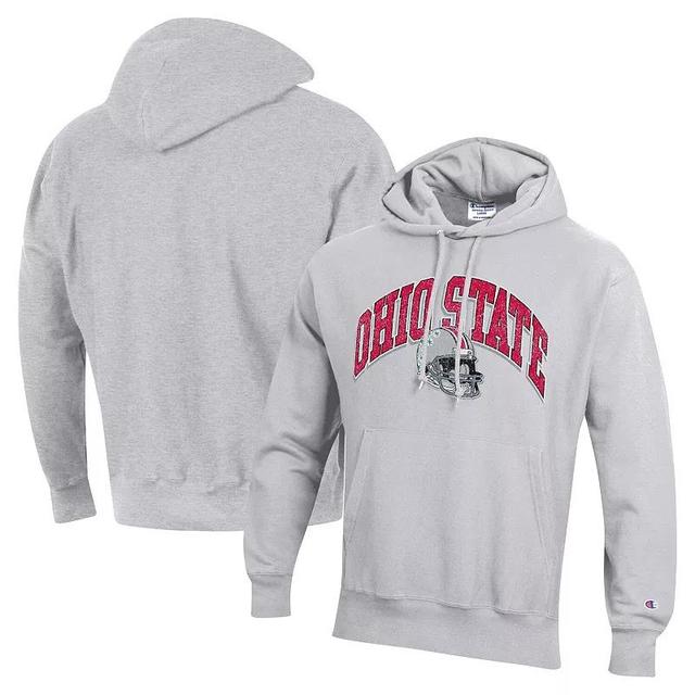 Mens Champion Heather Gray Ohio State Buckeyes Vault Late Night Reverse Weave Pullover Hoodie Product Image