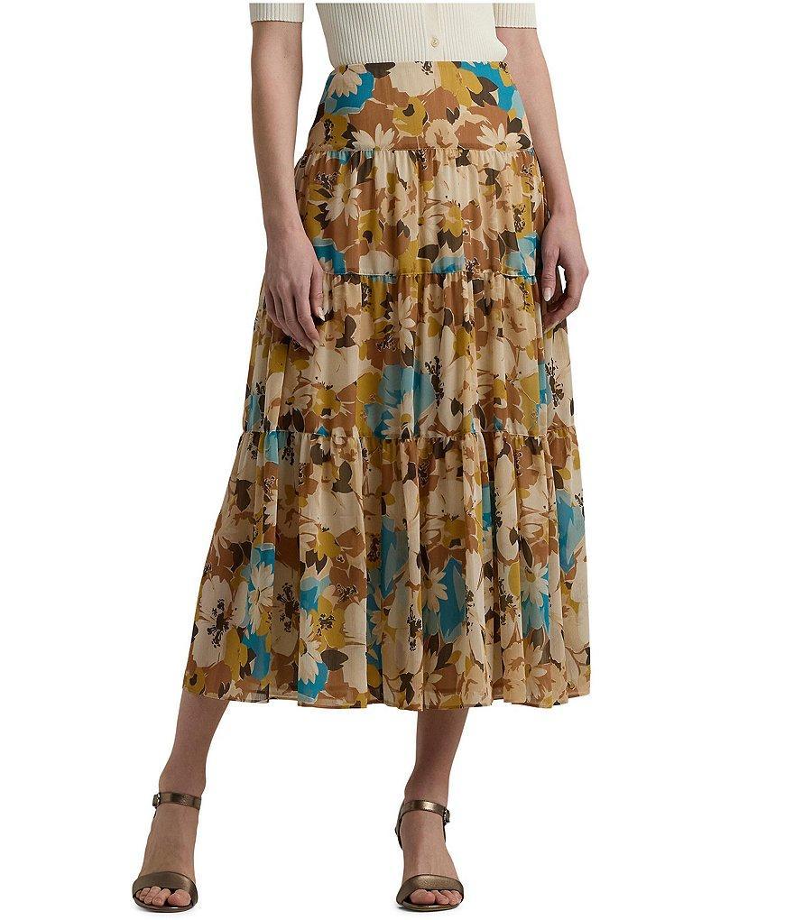 Lauren Ralph Lauren Pauldina Floral Aline Midi Skirt Product Image