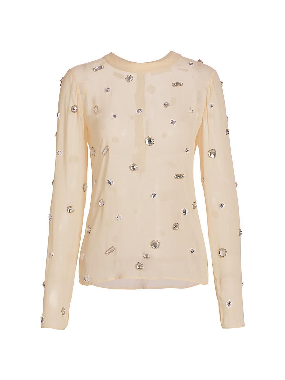 Womens Crystal-Embellished Silk Top Product Image