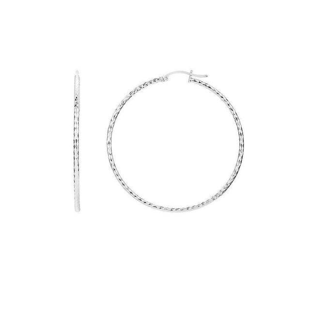 PRIMROSE Sterling Silver Hoop Earrings, Womens Grey Product Image