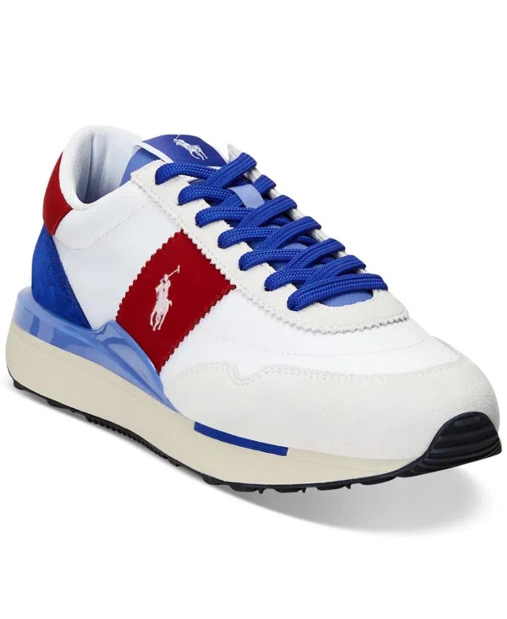 Men's Train 89 Paneled Lace-up Sneakers In White,blue,red Product Image