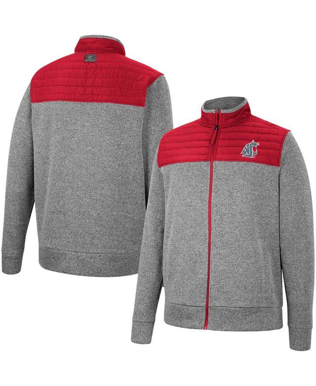 Mens Colosseum Charcoal/Crimson Washington State Cougars Putter Herringbone Full-Zip Jacket Product Image