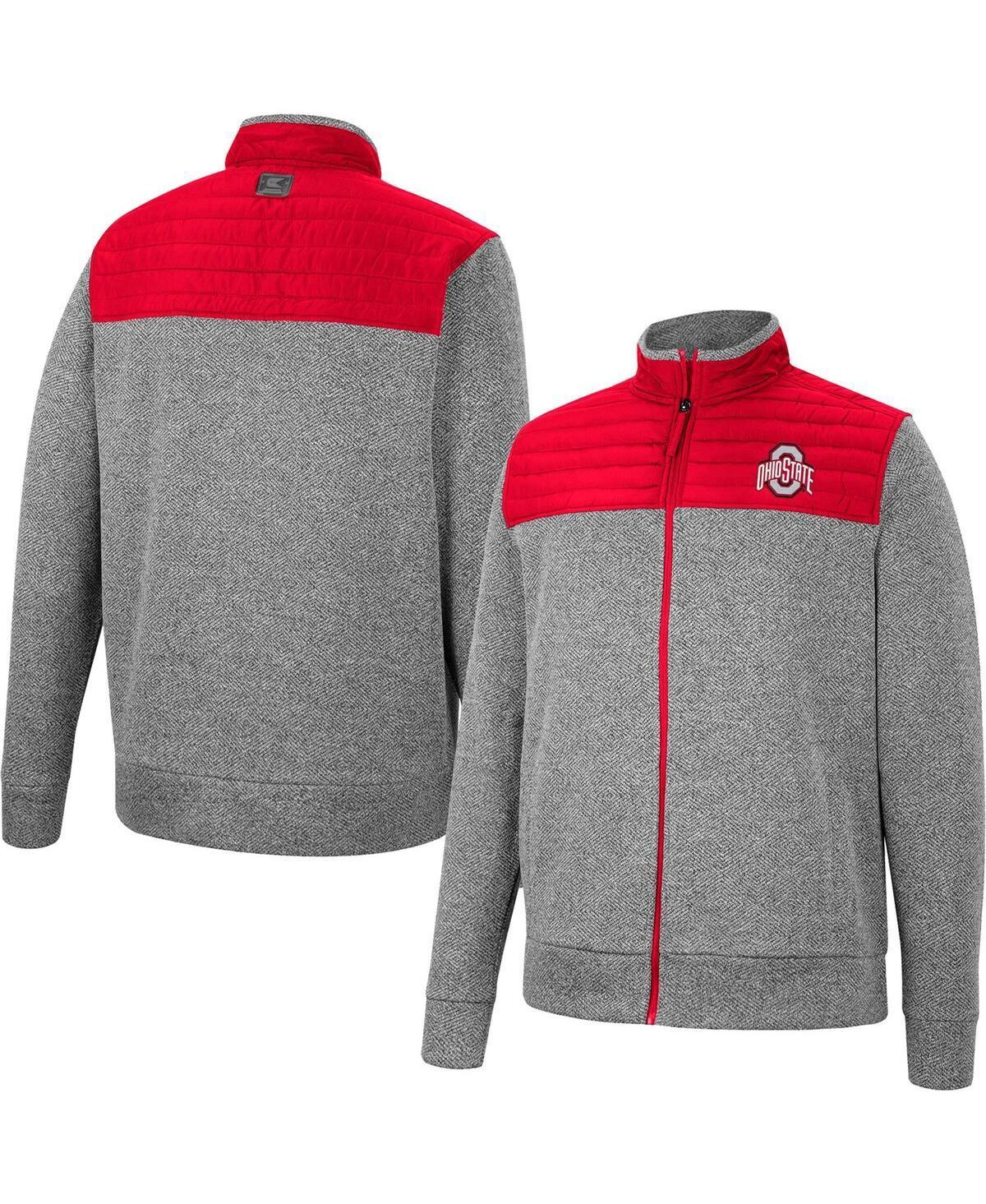 Mens Colosseum Gray/Cardinal Oklahoma Sooners Putter Herringbone Full-Zip Jacket Product Image