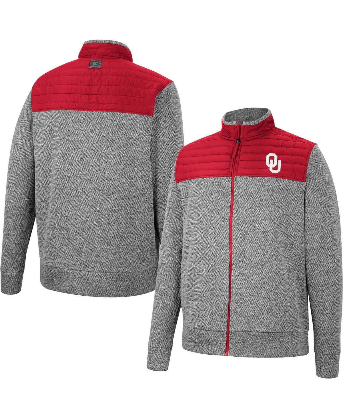 Mens Colosseum Gray/Cardinal Oklahoma Sooners Putter Herringbone Full-Zip Jacket Product Image