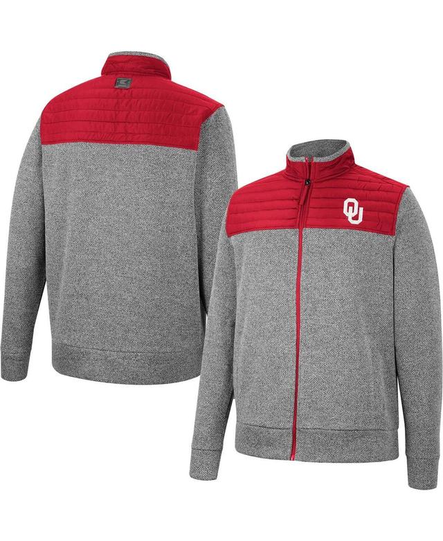 Mens Colosseum Gray Oklahoma Sooners Putter Herringbone Full-Zip Jacket - Gray Product Image