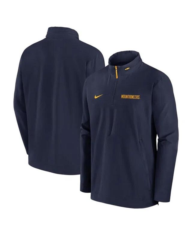 NIKE Men's Navy West Virginia Mountaineers Sideline Coaches Quarter-zip Jacket In Navy,gold Product Image