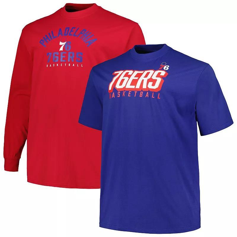 Mens Fanatics Branded Royal/Red Philadelphia 76ers Big & Tall Short Sleeve & Long Sleeve T-Shirt Set Product Image