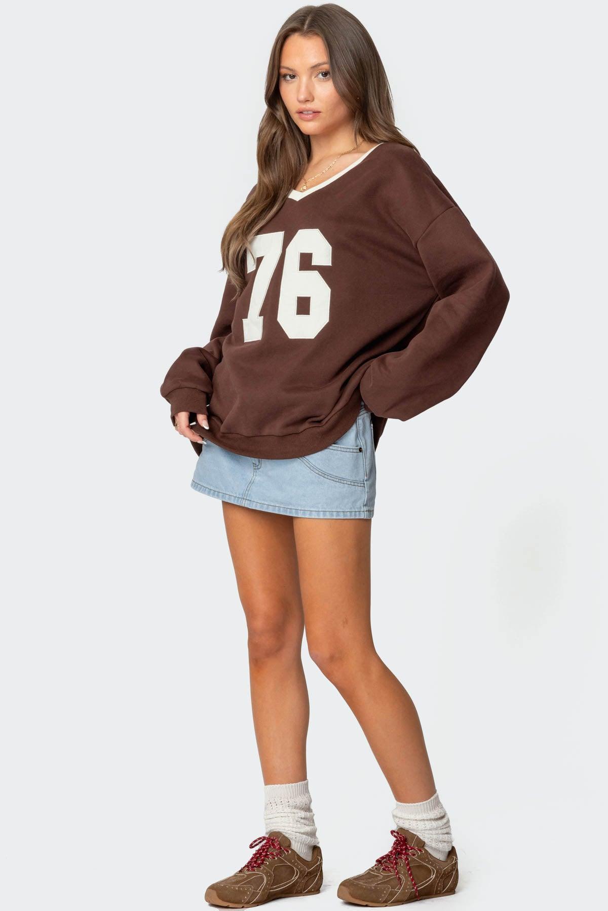 76 Oversized V Neck Sweatshirt Product Image