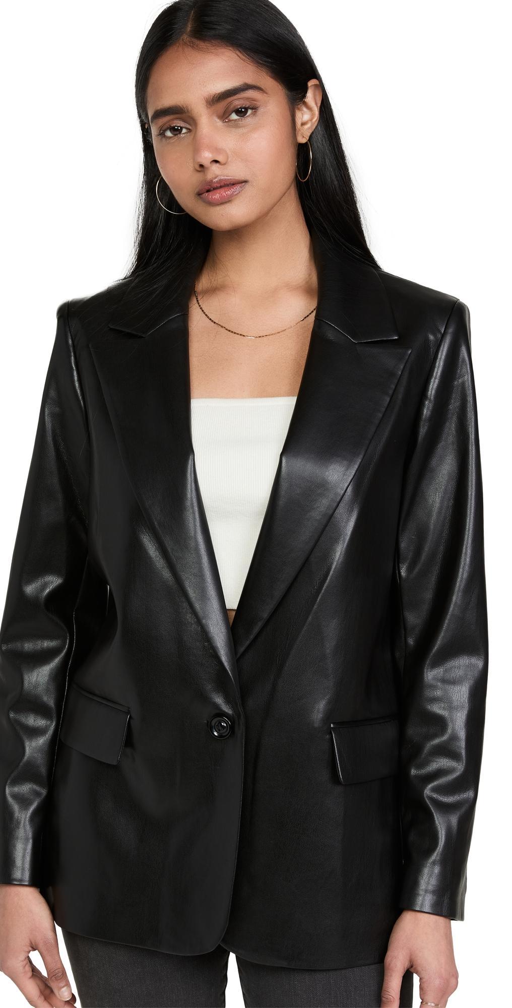 Womens Denny Vegan Leather Blazer Product Image