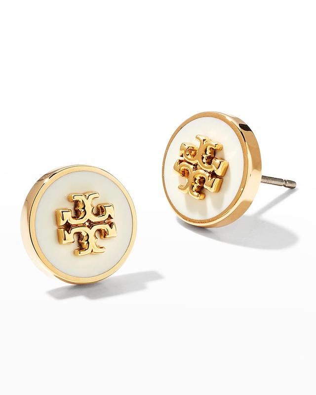 Tory Burch Kira Enamel Circle Stud Earrings Tory Gold/Black One Size Product Image