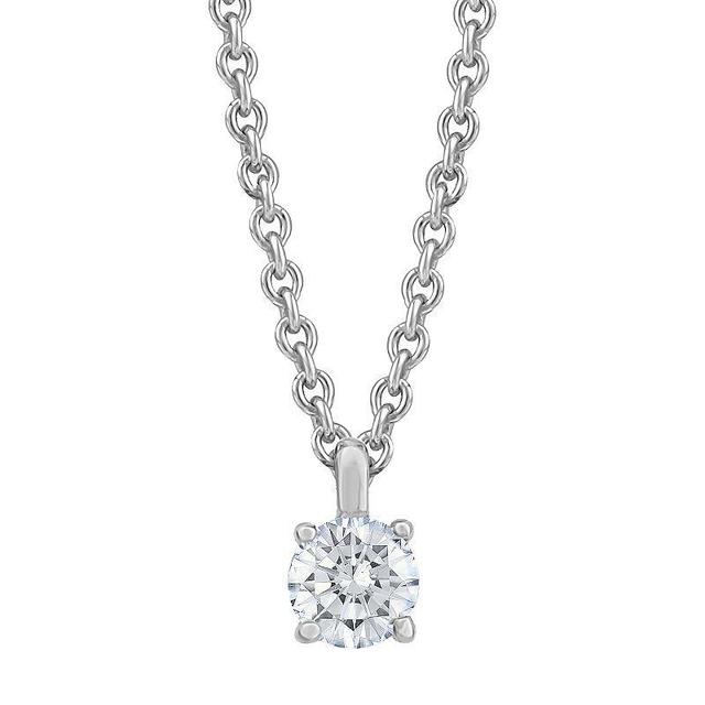 Diamond Medley 14k White Gold 1/10 Carat T.W. Lab-Grown Diamond Round Solitaire Pendant Necklace, Womens 14k Whgold Product Image