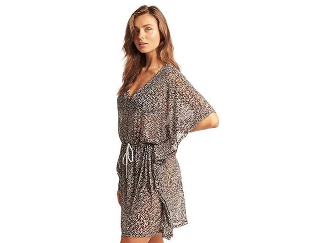 SEA LEVEL SWIM Wild Cat Panelled Mesh Kaftan (Espresso) Women's Swimwear Product Image