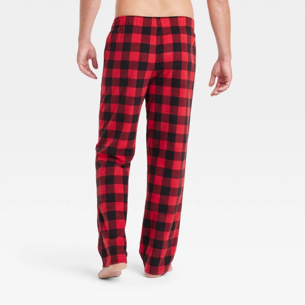 Mens Buffalo Check Microfleece Holiday Matching Family Pajama Pants - Wondershop Red XL Product Image