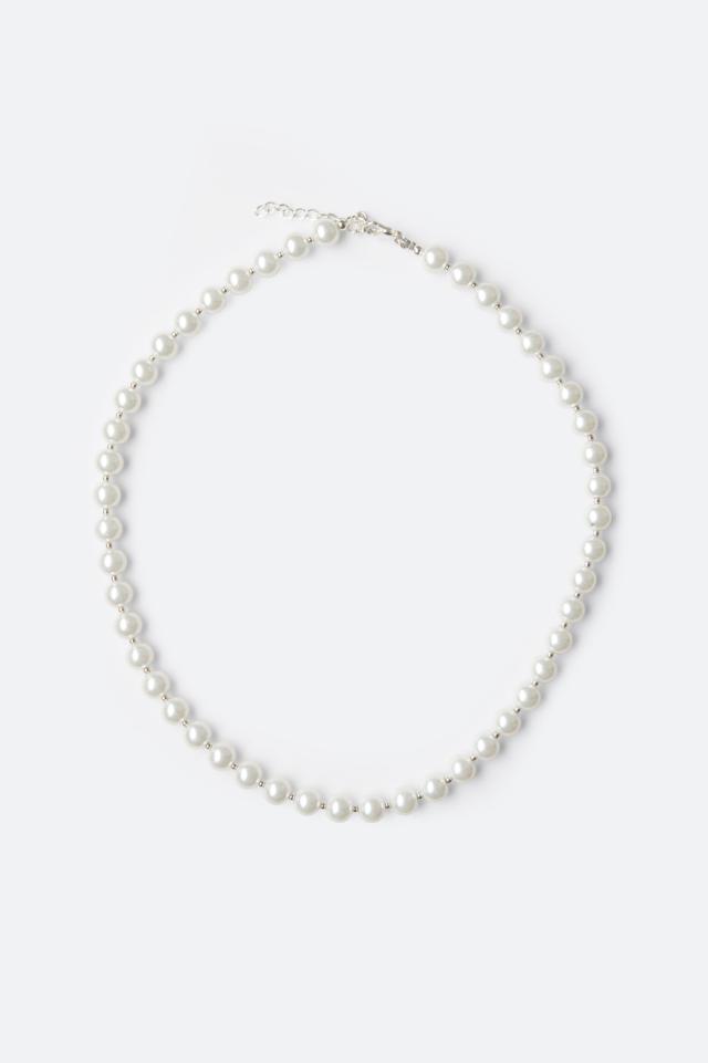 Pearl and Metal Bead Necklace - Off White Product Image