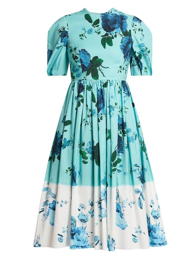 Womens Floral Cotton A-Line Midi-Dress Product Image