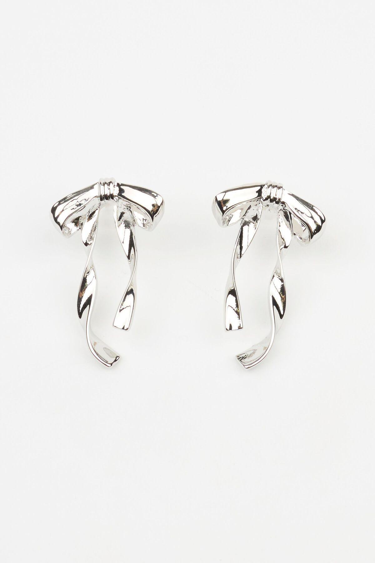 Metal Bow Earrings Product Image