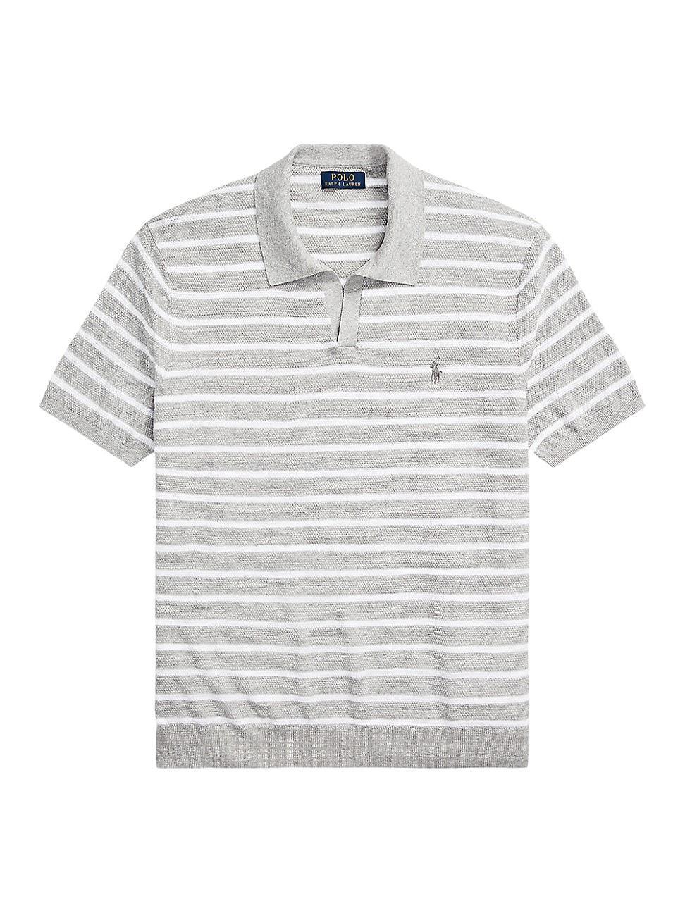 Mens Striped Cotton-Blend Polo Shirt Product Image